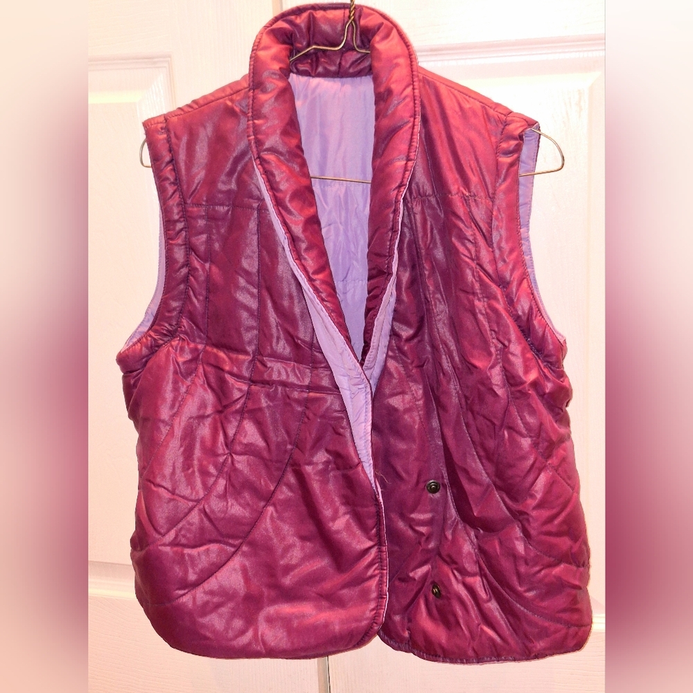 Vintage Reversible Purple Puffer Vest,  Size M